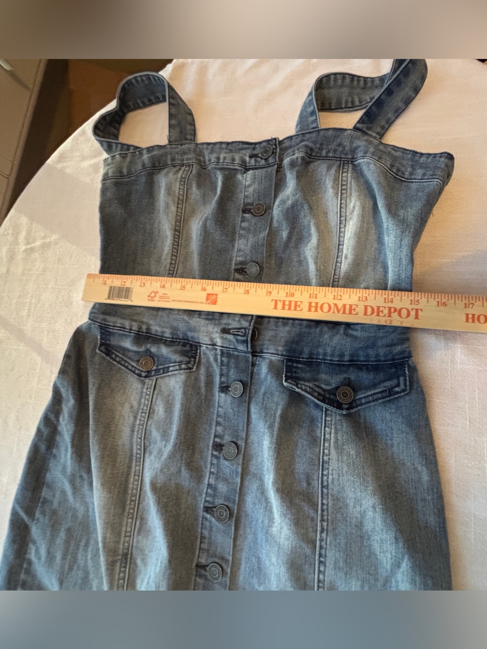Indigo Robe Denim Button-Front Midi Dress with Straps - Blue Women’s Medium - Picture 9 of 10